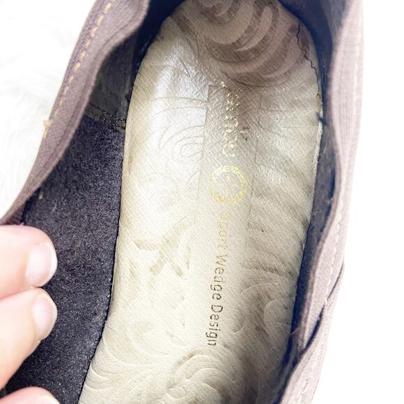 Jambu US 11M Womens Brown Cali Leather Slip On Closed Toe Wedge Heel Clog Shoes - Picture 9 of 12